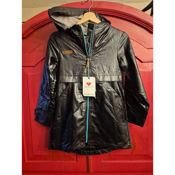 NWT Obermeyer Big Girls Sm Everly Trench Jacket Windbreaker Black Teal 149 Ret